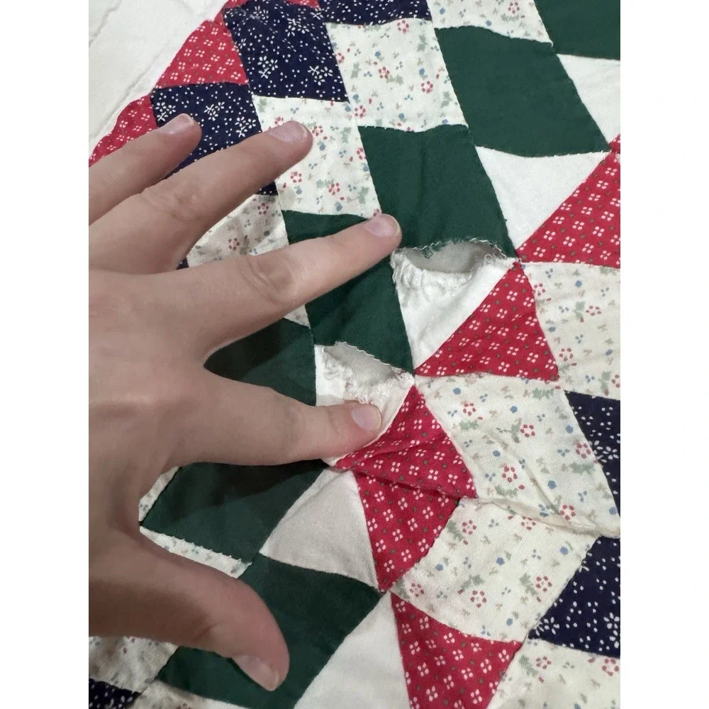VTG Arch Quilts Elmsford NY Broken Star Patchwork Hand Quilted 92x82 Cottage